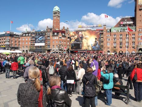 COPENHAGEN - APR 16: Denmark's Queen Margrethe celebrates her 70th birthday with other European Royals. The Queen rides an open carriage escorted by Hussars to Copenhagen City Hall on April 16, 2010.