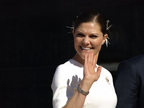 COPENHAGEN - APR 16: Denmark's Queen Margrethe celebrates her 70th birthday with other European Royals. The Queen rides an open carriage escorted by Hussars to Copenhagen City Hall on April 16, 2010.