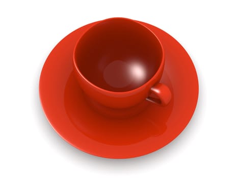 3D rendered Illustration. A red coffee or tea cup.