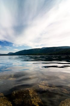 view over a norwegian fjord with a big sky