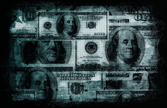 American US Dollars Currency Abstract in Blue