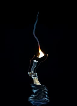 Abstract picture of the burning bulb with flame