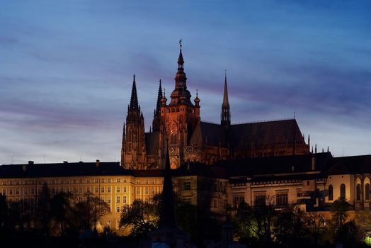 Cathedral of St Vitus in the Prague castle - the coronation cathedral of the Bohemian sovereigns, and the main of the Prague Roman - Catholic arcidiocese. The Gotic  building was founded in 1344. Prague, Czech republic, Europe, EU.