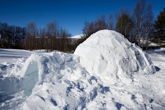 An igloo in a winter landscape