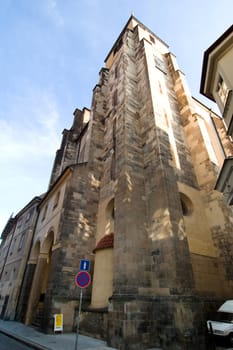 Detail of St. Giles Church, Prague, Czech Republic.