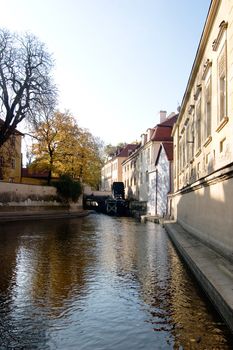 A small river flowing through Prague, Czech Republic