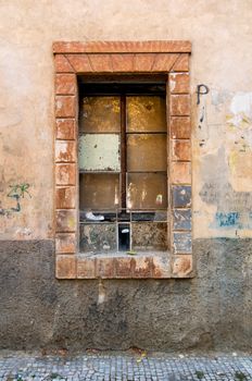 Window abstract detail on a street in Prague, Czech Republic.