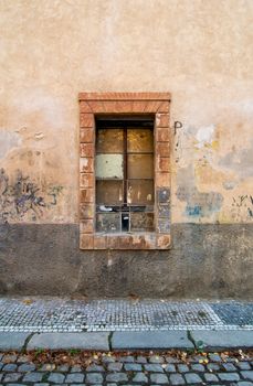 Window abstract detail on a street in Prague, Czech Republic.