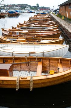 A row of old norwegian boats at Stavern, Norway