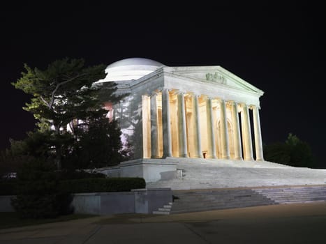 Jefferson Memorial at night in Washington, DC, USA.