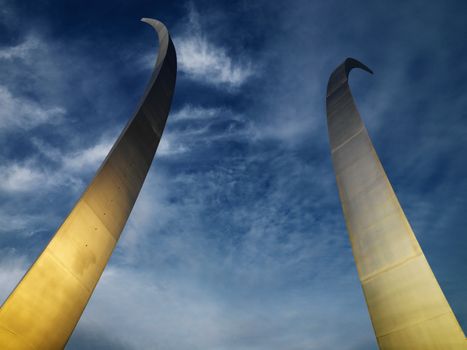 Two spires of Air Force Memorial in Arlington, Virginia, USA.