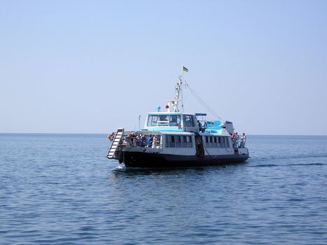 ferry swim on the sea from one coast to the next. 