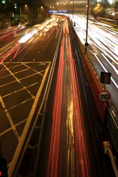 traffic in city at night