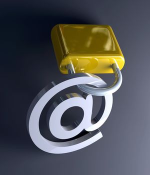 3d rendered Illustration. Locked email.