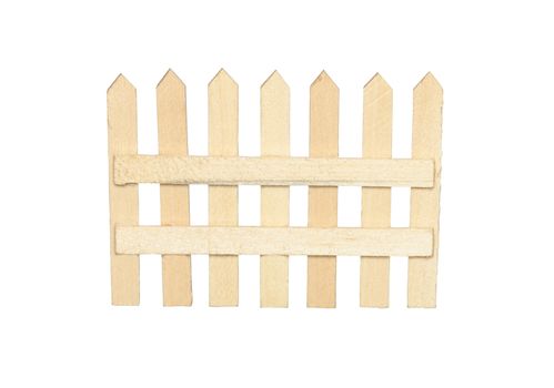 Small toy wooden fence isolated on white background with clipping path