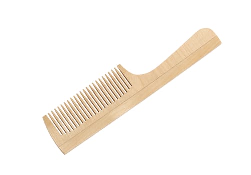 Wooden comb isolated on white background with clipping path