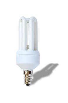 Energy saving compact fluorescent lightbulb. Isolated on white background with clipping path