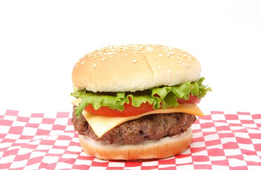 hamburger on wrapping paper