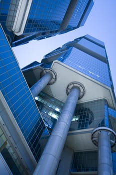 it is a modern building shot at night