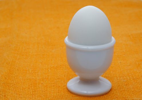 boiled egg on a white cup 