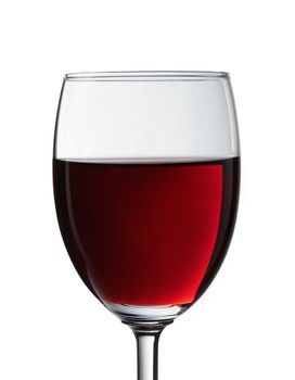 Closeup of glass with red wine isolated on white background 
