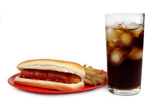 hot-dog, french fries and cola