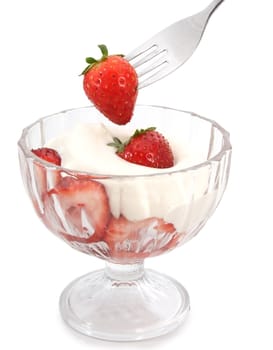 fresh whipped cream and strawberries