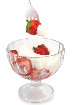 fresh whipped cream and strawberries