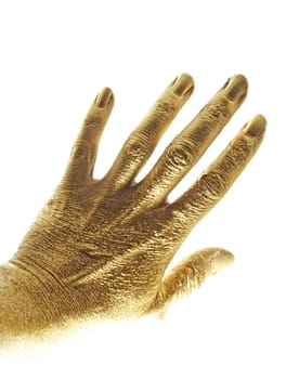 gold hand on white background