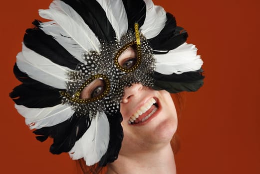 closeup portrait of a woman with a mask