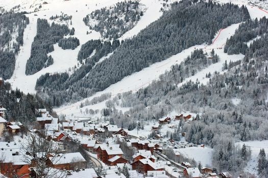 Meribel ski resort after snow storm