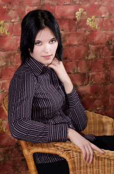 young woman with short black hair