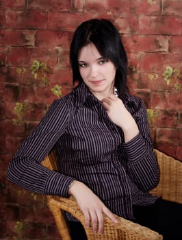 young woman with short black hair
