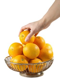 stainless basket full of navel orange