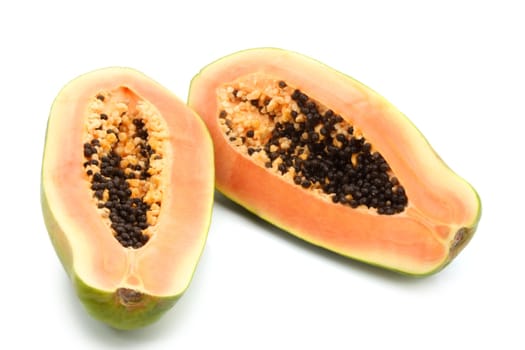 papaya on white background