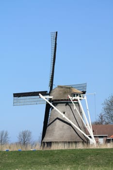 Traditional Dutch windmill in a polder