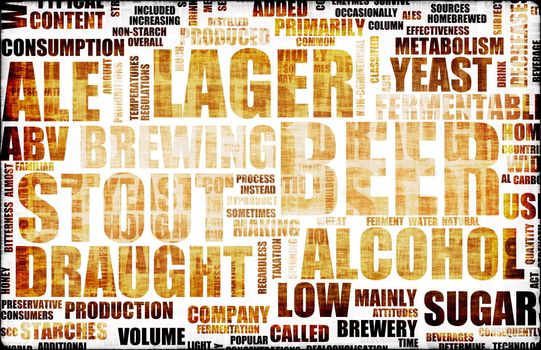 Beer Drink Types Menu as a Grunge Background