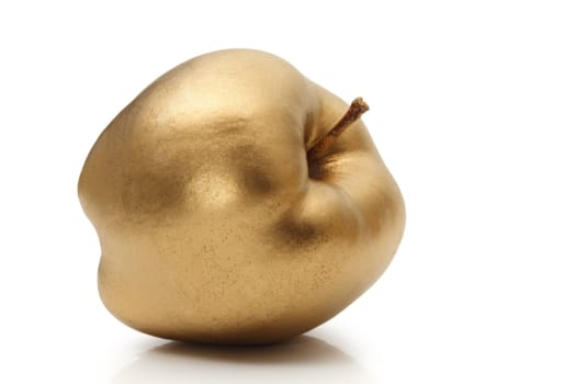 gold apple on white background