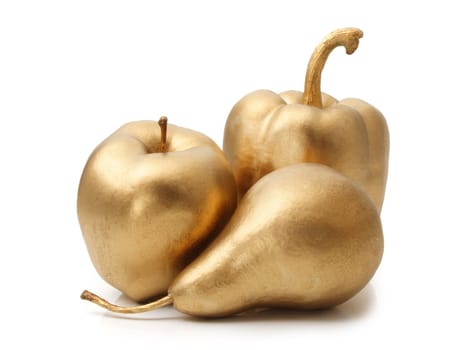 gold apple on white background