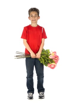 a Boy with a bouquet