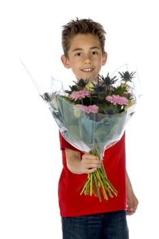 a Boy with a bouquet