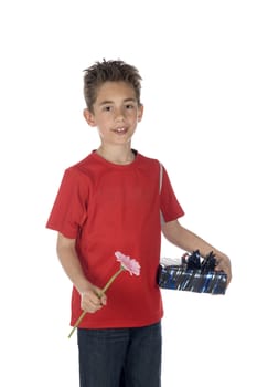 a Boy with a bouquet