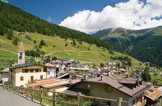 summer view of Pejo, small town in Val di Sole, Trentino, Italy