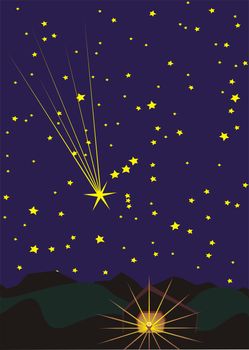 star over Bethlehem, Christmas illustration
