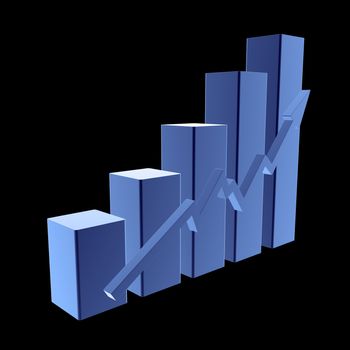 business chart on black background - 3d illustration