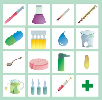 medical icons, color on white, with gradients