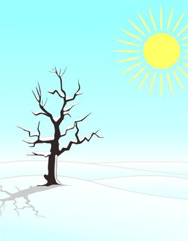 four seasons illustration: winter
single tree in the fields with snow