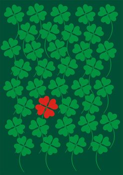 four leaf clover made of heart shapes as symbol of luck