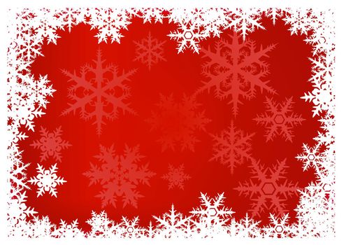 red Christmas background with snowflake border