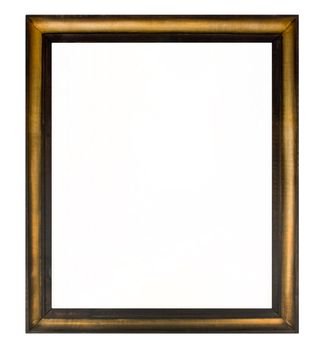 Black and brown wooden painting frame isolated on white background